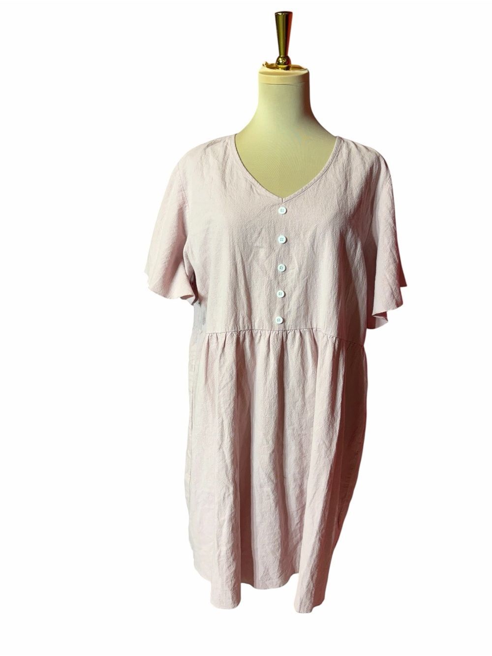 SHEIN Light Pink Babydoll Mini Dress Button Front Plus Size 2X